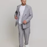 Оверсайз двубортный светло-серого цвета Каталог