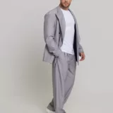 Оверсайз двубортный светло-серого цвета Каталог