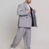 Оверсайз двубортный светло-серого цвета Каталог