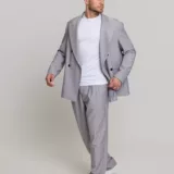 Оверсайз двубортный светло-серого цвета Каталог