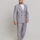 Оверсайз двубортный светло-серого цвета Каталог