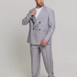 Оверсайз двубортный светло-серого цвета Каталог