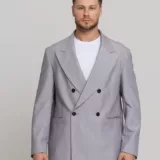 Оверсайз двубортный светло-серого цвета Каталог
