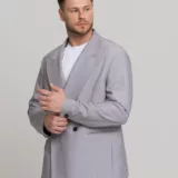 Оверсайз двубортный светло-серого цвета Каталог