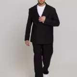 Оверсайз двубортный матово-черного цвета Каталог