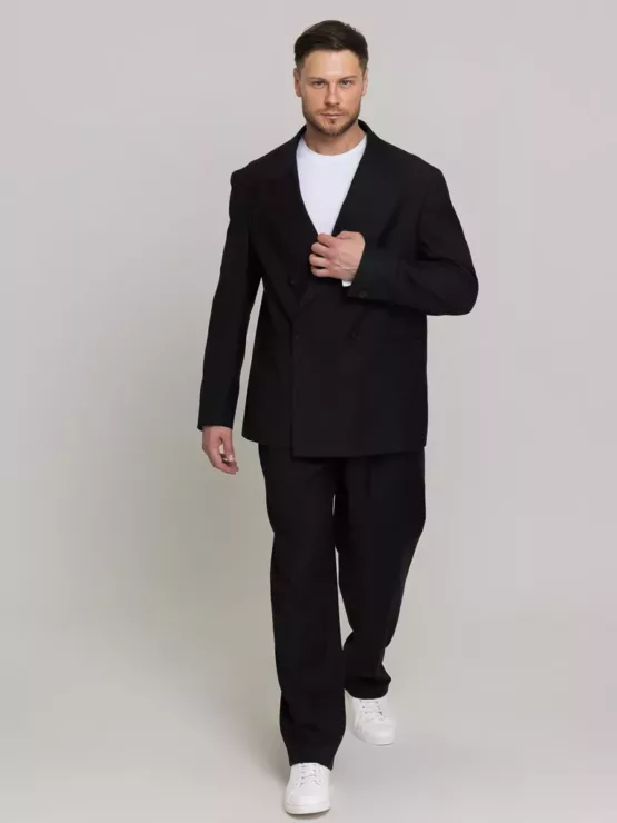 Оверсайз двубортный матово-черного цвета Каталог