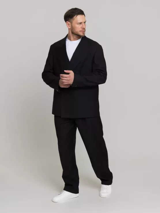 Оверсайз двубортный матово-черного цвета Каталог