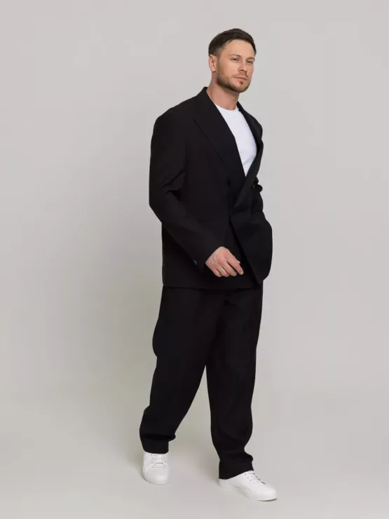 Оверсайз двубортный матово-черного цвета Каталог