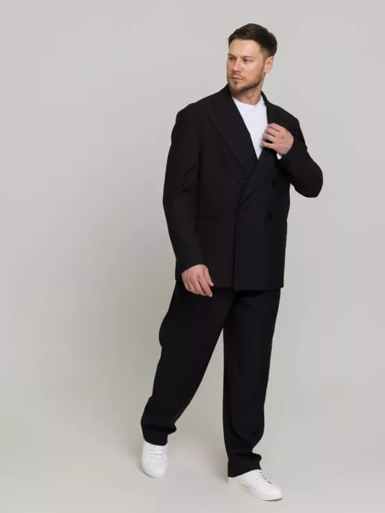 Оверсайз двубортный матово-черного цвета Каталог