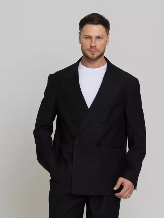 Оверсайз двубортный матово-черного цвета Каталог