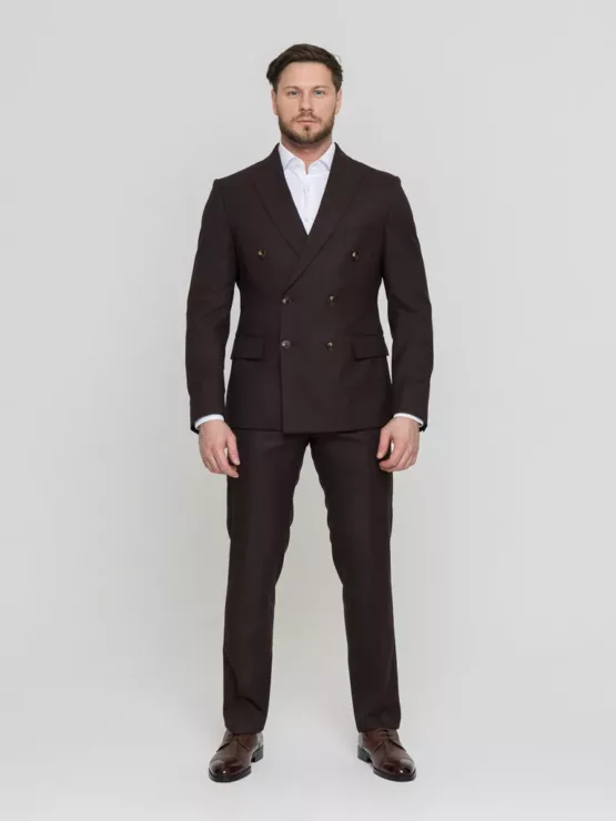 Двубортный костюм шоколадный цвет Костюм двойка