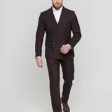 Двубортный костюм шоколадный цвет Костюм двойка