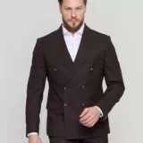 Двубортный костюм шоколадный цвет Костюм двойка