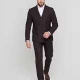 Двубортный костюм шоколадный цвет Костюм двойка