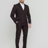 Двубортный костюм шоколадный цвет Костюм двойка