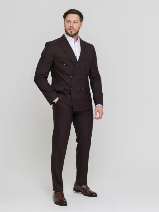 Двубортный костюм шоколадный цвет Костюм двойка