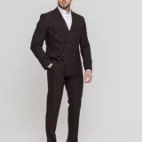 Двубортный костюм шоколадный цвет Костюм двойка