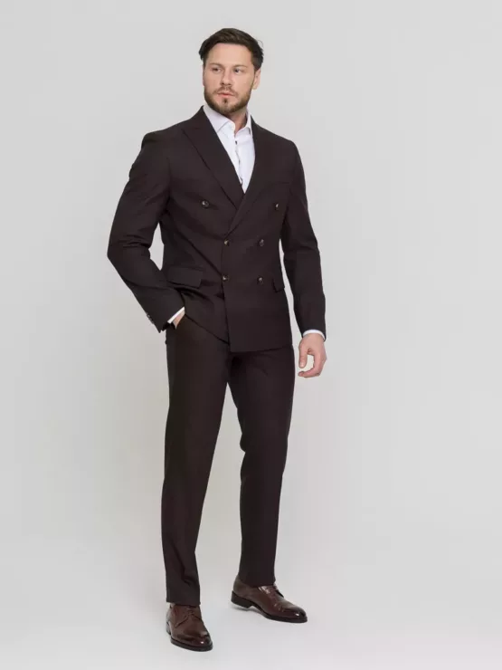 Двубортный костюм шоколадный цвет Костюм двойка