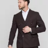 Двубортный костюм шоколадный цвет Костюм двойка