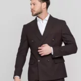 Двубортный костюм шоколадный цвет Костюм двойка