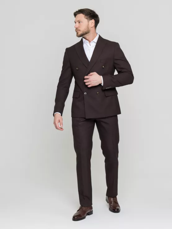 Двубортный костюм шоколадный цвет Костюм двойка