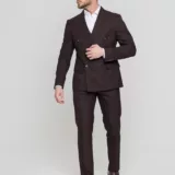 Двубортный костюм шоколадный цвет Костюм двойка