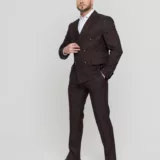 Двубортный костюм шоколадный цвет Костюм двойка
