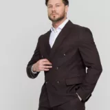 Двубортный костюм шоколадный цвет Костюм двойка