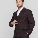 Двубортный костюм шоколадный цвет Костюм двойка
