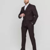 Двубортный костюм шоколадный цвет Костюм двойка