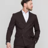 Двубортный костюм шоколадный цвет Костюм двойка