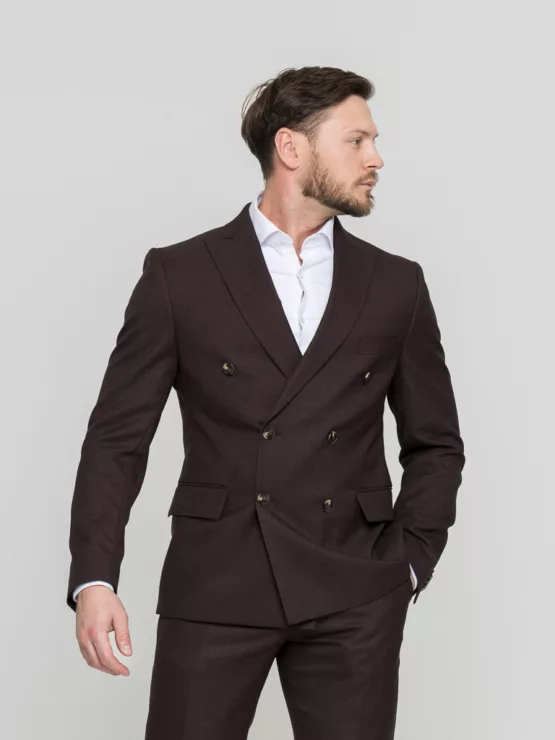 Двубортный костюм шоколадный цвет Костюм двойка