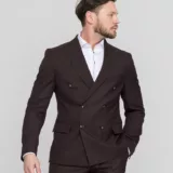 Двубортный костюм шоколадный цвет Костюм двойка