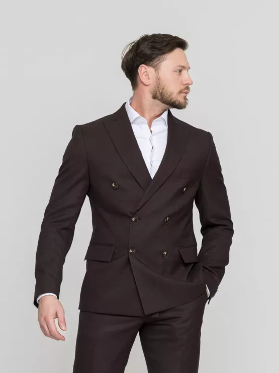 Двубортный костюм шоколадный цвет Костюм двойка
