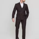 Двубортный костюм шоколадный цвет Костюм двойка