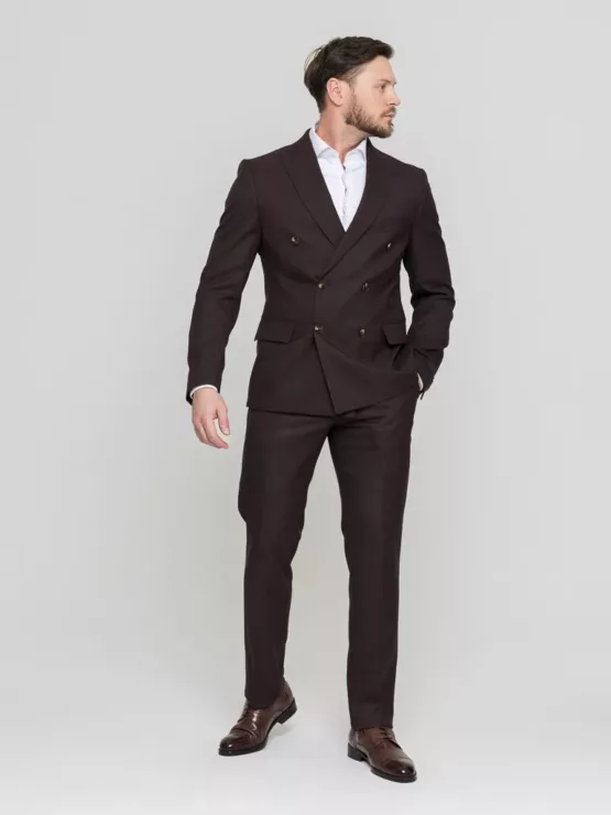 Двубортный костюм шоколадный цвет Костюм двойка