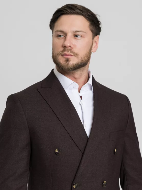 Двубортный костюм шоколадный цвет Костюм двойка