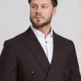 Двубортный костюм шоколадный цвет Костюм двойка