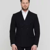 Двубортный черный костюм Костюм двойка