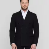 Двубортный черный костюм Костюм двойка