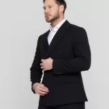 Двубортный черный костюм Костюм двойка