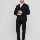 Двубортный черный костюм Костюм двойка