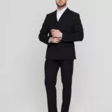 Двубортный черный костюм Костюм двойка