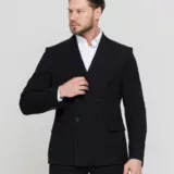 Двубортный черный костюм Костюм двойка