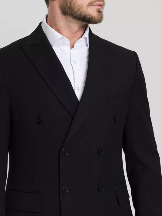 Двубортный черный костюм Костюм двойка